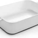 Deep Ceramic Baking Dish, 9x13 Inch Casserole Dish for Oven, 152 oz Large Elegant Design Lasagna Pan with Handles- Durable Serving Bakeware for Lasagna, Roasting and Baking, White