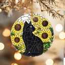 2 x Christmas Ornaments, Dodosky 2.8in Ceramic Black Cat Ornament, Xmas Decor, Christmas Tree Ornaments, Xmas Decorations for Tree, Holiday Ornament, Gift Ideas, Gifts for Cat Lovers, Gifts for Women