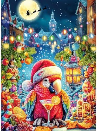 ZSYCZAO Christmas 500 Pieces Puzzle for Adults, Puzzles for Adults 500 Pieces, Winter Santa Parrot Deer Jigsaw Puzzle, Challenging Puzzle Perfect for Game Nights, 20.5 X 15 in