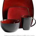 Gibson Elite Soho Lounge Square 16-Piece Dinnerware Set, Service for 4, Reactive Glaze Stoneware Plates and Bowls, Modern Dishes, Microwave & Dishwasher Safe – Red and Black
