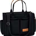 ZHMO Canvas Tote Bag for Women,Women's Bags Crossbody Bags Work Laptop Tote Bag Large Handbags Purse for Travel Nurse Teacher (New Upgrade Black With Compartments and Inner Cup Holders)