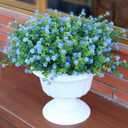 No Fade Artificial Flowers Outdoors, 16 Bundles Realistic Floral Greenery Plants UV-Anti Plants Fake Boxwood for Outdoor Indoor Home Garden Porch and Window Box Dcor  Blue