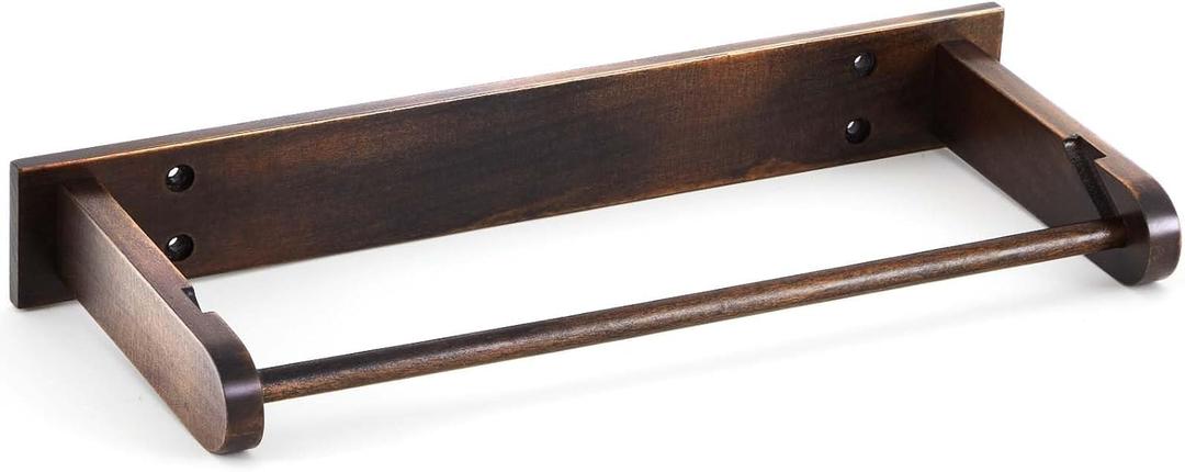 Wall Mounted Wood Paper Towel Holder Wooden Roll Hanging Organizer Adhesive No Drill Under Cabinet Wood Paper Towel Holder Kitchen Towels Dispenser Rack