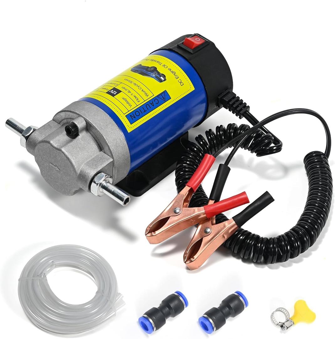 Oil Transfer Pump 12V, 100W Self Priming Oil Change Pump, Portable Gear Oil Pump, Zikepa Engine Oil Extractor Pump for Boats Cars RVs Trucks Motorcycles Lawnmowers