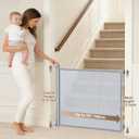 SPACEANY Retractable Baby Gate for Stairs & Doorways - 55" Wide Portable Safety Gate | Fits Baseboards, Easy to Use Indoor/Outdoor | Mesh Gate for Dogs, Puppies, Gray