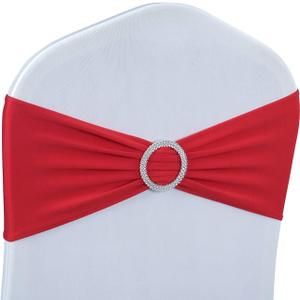 Spandex Chair Sashes - Babenest 100PCS Premium Stretch Chair Cover Band with Buckle Slider Universal Elastic Ties for Wedding Party Ceremony Reception Banquet Decoration (Red)