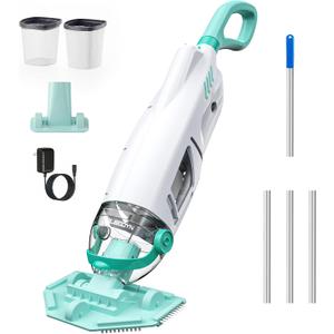 Cordless Handheld Pool Vacuum 18.5 GPM, Above Ground Pool Vacuum Cleaner with 60 Mins Runtime & 6ft Telescopic Pole, 45W Strong Suction Hot Tub Vacuum for Pools, Spas, Steps, Sand, Leaves