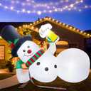 OurWarm 10FT Christmas Inflatable Outdoor Decoration, Giant Funny Lounging Inflatable Snowman with Built-in LED Lights, Blow Up Christmas Yard Decorations Outdoor for Xmas Lawn Garden Holiday Party