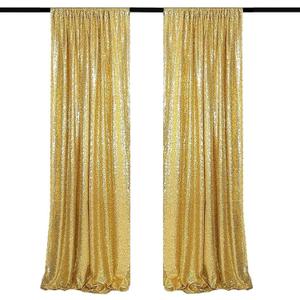 Gold Sequin Backdrop Curtains 2 Panels 2FTx8FT Glitter Gold Drapes Photo Backdrop Party Wedding Baby Shower Curtain Sparkle Photography Background