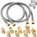 Saillong 2 Pack 24 Inches Gas Hose Connector Universal Gas Appliance Hook Up Kit, with 1/2" On/Off Valve and 4 Couplings for Propane Stove Wall Mounted Heater, Flexible Connector for Propane Heater