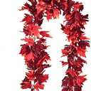 DearHouse 2 Pack Fall Garland Maple Leaf, 5.9Ft/Piece Hanging Vine Garland Artificial Autumn Foliage Garland Thanksgiving Decor for Home Wedding Fireplace Party Christmas (Dark Red)
