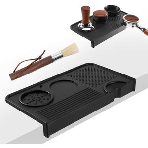 Espresso Tamping Mat and Coffee Brush Set, Food Grade Silicone Coffee Tamper Mat, Portafilter Mat for Barista Espresso Machine Acceessories, Waterproof Heat Resistant Tamp Station for counter