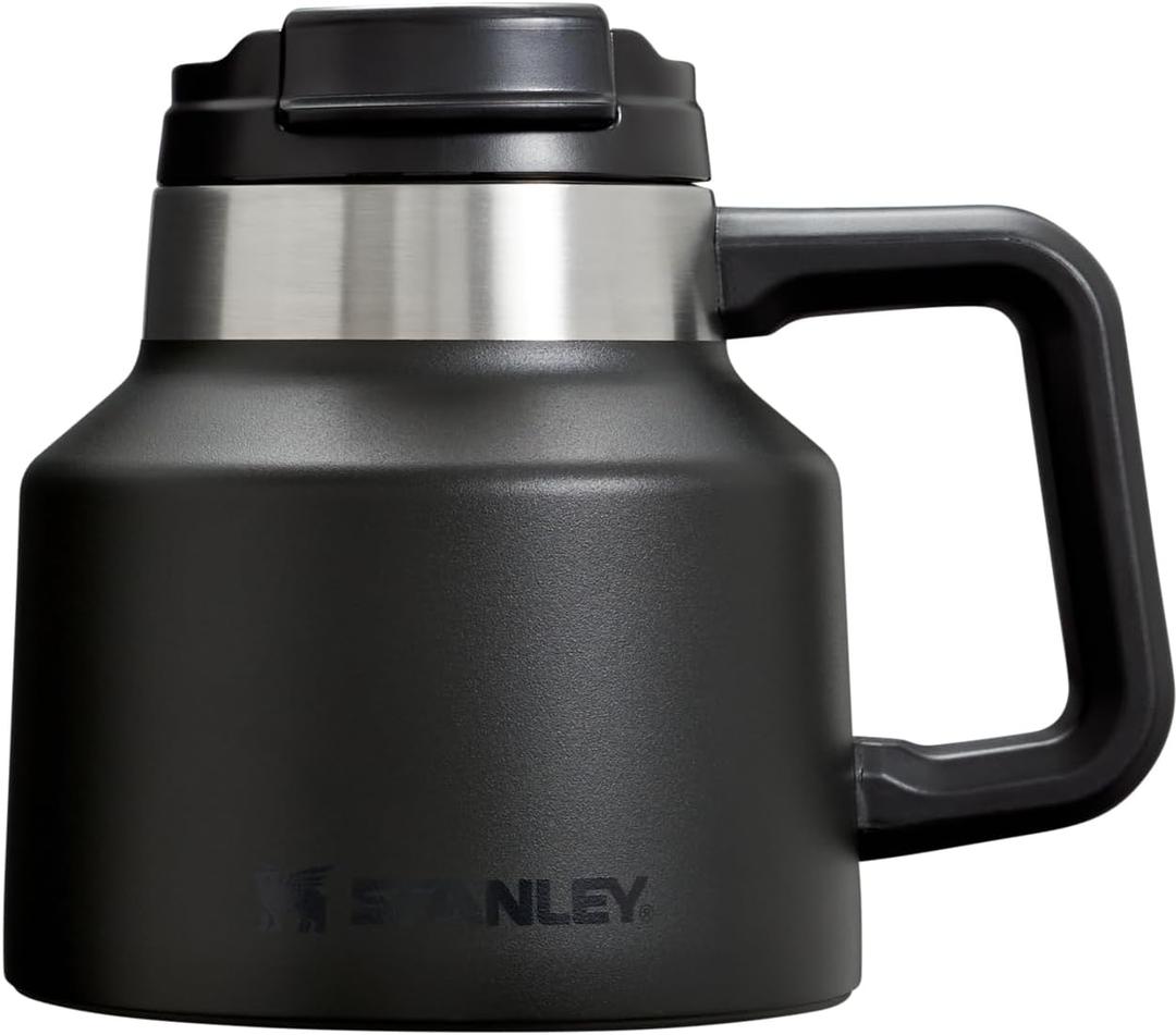 STANLEY Tough-To-Tip Admiral's Mug 20 oz | Twist-on Flip Open Lid | Wide Body with Non-Skid Rubber Base | Insulated Stainless Steel Coffee Cup | BPA-Free