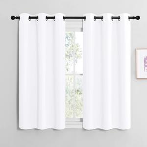 NICETOWN White Window Curtain Panels 50 inch Length, 50% Light Blocking Curtains for Bedroom & Dining Room Window (Set of 2, 42 inches x 50 inches)