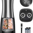 ABLEGRID Electric Salt and Pepper Grinder 2 in 1 Battery Powered, Automatic Pepper Mill & Salt Grinder Refillable, One-handed Operation, Adjustable Coarseness, 2-Button Control, Ceramic Grinding Core