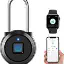 Fingerprint Padlock eLinkSmart Long Padlock with 45MM Shackle Phone App Bluetooth Weatherproof Combination Locker Lock for Gym Locker Locker Backpack Suitcase Luggage Black