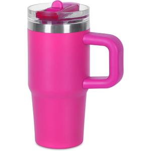 14 oz Tumbler for kids with Detachable Flip Straw Lid and handle, 100% Leak Proof 14 oz mini cup, Stainless Steel Vacuum Insulated Tumbler, Wide Mouth Easy to Clean, Keep Cold or Hot (Hot Pink)