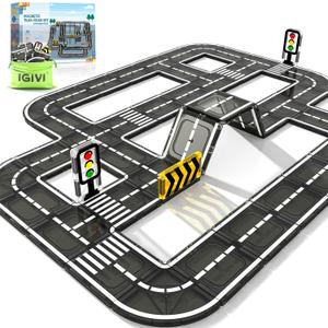 Magnetic Tiles Road Expansion Pack, STEM Magnet Building Blocks for Toddler Kids Toys, Montessori Educational Toys for 3+ Year Old Boys & Girls, Creative Toy Gifts for Kids