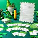 Leitee St. Patrick's Day 5 Second Game Question Cards and 5 Second Hourglass Family Clover Game Irish Themed Simple Questions for Party School Classroom, Family Activities Party Favors