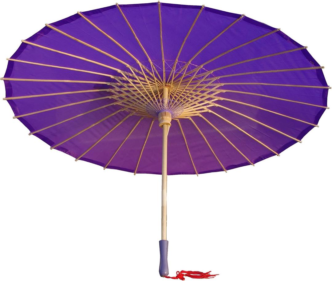 Plain Bamboo Parasol Umbrella for Weddings, 33 Inch Diameter, Sun Protection, DIY Decor, Photo Props (Purple)