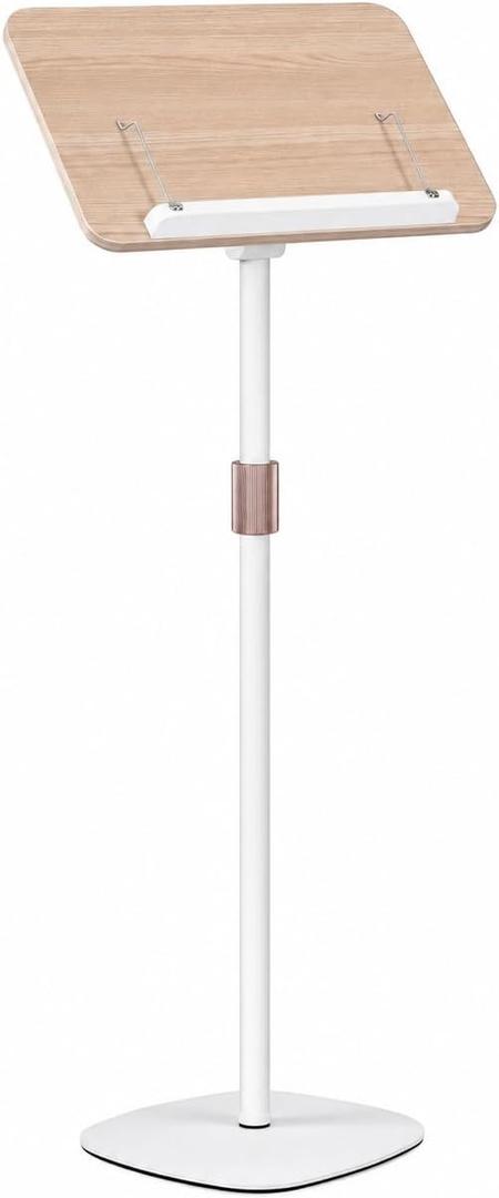 Lectern Podium Stand, Height Adjustable 37"-51" Portable Floor Standing Wooden Podium for Classroom Teacher, Church Pulpit, Wedding Speech, Reading, Laptop Desk, Book & Music Stand, Natural Wood