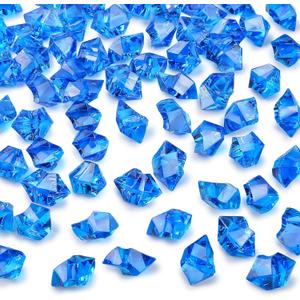 DomeStar Navy Blue Fake Ice Rocks, 150PCS Acrylic Gems Crystals Plastic Diamonds Centerpiece for Vase Fillers DIY Craft Wedding Party Table Scatter Aquarium Tank Cobalt Blue Decorations