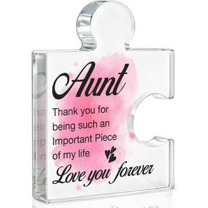 Aunt Gifts from Niece Nephew, Thank You Gifts for Auntie Birthday Christmas Wedding Mothers Day, Aunt Acrylic Puzzle Plaque Decorative
