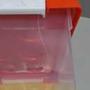 Vicenpal 4 Pack Toy Storage Containers with Lids Brick Shaped Kids Toy Organizer Box Plastic Clear Stackable Bin Chest for Building Block Dolls(Small, Red, Yellow, Blue, Green)