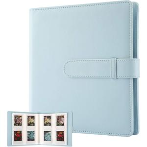 256 Pockets Photo Album for Fujifilm Instax Mini Camera, Leather Cover Photo Book for Polaroid Pictures, 2x3 Photo Album for Fujifilm Instax Mini 12 11 9 40 90 8 7 Evo LiPlay Instant Camera (Blue)