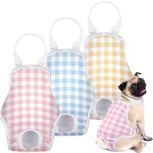 MICOOYO Dog Diaper Onesie Sanitary Pantie with Adjustable Suspender Washable Dog Period Panties Doggie Diapers Pet Underwear Female Dogs Diapers for Heat (Striped, M/L)