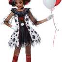 Creepy Clown Girls Costume (Medium, Black/White/Red)