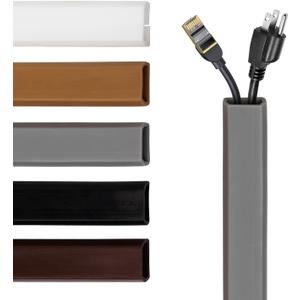 Rubber Bond TV Cord Hider Cable Protector - Strong Self Adhesive Wall Cord Cover Cable Hider - Low Profile Cable Management Wall Cord Concealer Cable Raceway (Grey, 6 Feet)