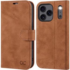 OCASE Compatible with iPhone 17 Pro Max Wallet Case, PU Leather Flip Folio Case with Card Holders RFID Blocking Kickstand [Shockproof TPU Inner Shell] Phone Cover 6.9 Inch 2025, Suede Brown