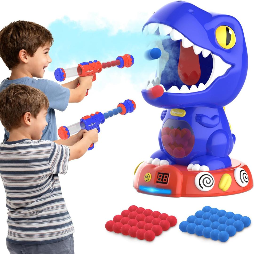 EagleStone Movable Dinosaur Shooting Toys for Kids, Auto Scoring and Spaying, Shooting Target Game with 2 Pump Guns, 48 Foam Balls, Sound Effects, Fun Gift for Boys & Girls Parties, Christmas