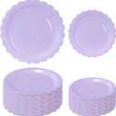 50 Pcs Light Purple Scalloped Paper Plates 25  7'' and 25  9'' Disposable Lavender Scalloped Dinner Plates for Wedding Baby Shower Birthday Party Disposable Dessert Plate