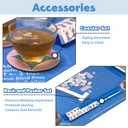 Qintan Mahjong Mat with 4PC Coasters, Tile Racks & Pushers, 32x32 in, Blue