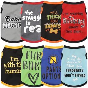 Elevate Your Pet's Seasonal Style with Playful Panache: 6-Piece Set of Dog Shirts Featuring Hilarious Printed Patterns, ensuring Airy Comfort for Summer and Timeless Fall Classics 6pc X-Large