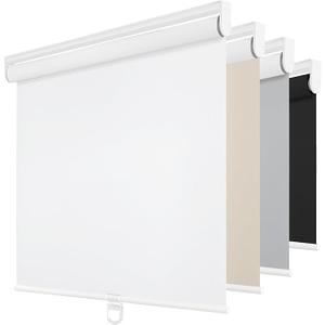 Cordless Blackout Roller Shades for Windows, Thermal Insulated UV Protection Pull Down Shades, Total Blackout Window Blinds for Home, Office, Bedroom, Door (55" W x 72" H, White)