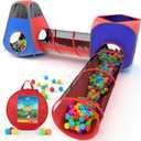 Playz 4pc Pop Up Play Tent and Tunnel Bundle for Toddlers and Kids - Indoor & Outdoor Playhouse with Storage Bag, Red & Blue