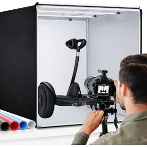 Photo Studio Box, 32x32x32 Inches Portable Foldable Photography Light Box Shooting Tent with Dimmable High CRI95+ LED Lights and 4 Backdrops for Product Photography (80cm)
