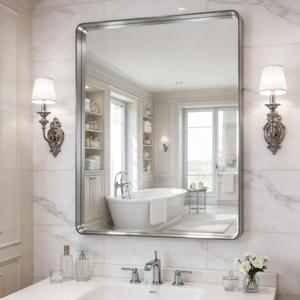 EchosLife 22x30 Brushed Nickel Bathroom Mirror for Wall