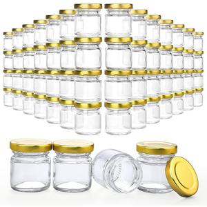 Folinstall 60 Pack Small Glass Jars with Lids, 1.5 oz Mini Honey Jars, Candle Jar for Candle Making for Gifts, Crafts, Spices, Wedding, Party Favors