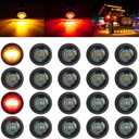 PSEQT 3/4" Round LED Side Marker Clearance Lights Front Rear Marker Indicators Tail Light Waterproof for Trailer Truck Car Bus Van Pickup RV Wrangler ATV UTV (20pcs Smoked Lens Red & Amber LED) (10Pcs Smoked Red, 10Pcs Smoked Amber)