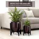 TRIROCKS Set of 2 Planters with Stand Indoor Outdoor Metal Plant Stand 16 &8" H Modern Planters Flower Pots for Living Room Corner Kitchen Office Garden Balcony Patio Decor, 11" H