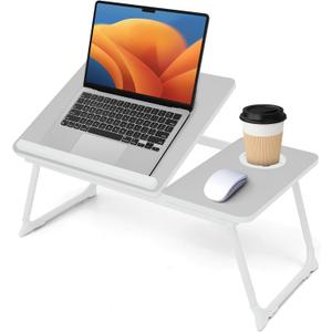 Lap Desk for Couch/Sofa/Floor, 5-Angle Adjustable Bed Desk with Foldable Legs &Cup Holder, Light Weight Bed Tray Table for Writing/Eating/Reading, Portable Laptop Stand for Adults, Kids