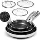 USELUCK Hybrid Non Stick Frying Pans with Lid,8/10/12 inch Frying Pan Set