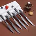 Kyrtaon Black Steak Knife Set, Serrated Titanium Plating Stainless Steel Sharp Knives, Dinner Set of 8, Dishwasher Safe Sturdy and Easy to Clean