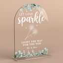 Acrylic Wedding Sign Let Love Sparkle Signs for Ceremony Modern Calligraphy Arch Acrylic Table Top Signs for Wedding Reception and Event Party Table Decor (Eucalyptus Leaves)