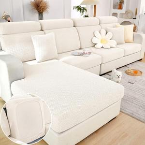 Jonuiony Universal Sofa Slipcover, 2024 New Wear-Resistant Sofa Cover, L Shape Sectional Couch Covers, Separate Cushion Couch Chaise Cover, High Stretch Furniture Protector (White,Large 2 Seat)