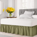 Wrap Around Dust Ruffle Bed Skirt – Sage Green - Made for Full Size Beds with 15 in. Drop – Easy Fit Elastic Strap - Pleated Bedskirt with Brushed Fabric - Wrinkle Free, Machine Wash - by CGK Linens QC